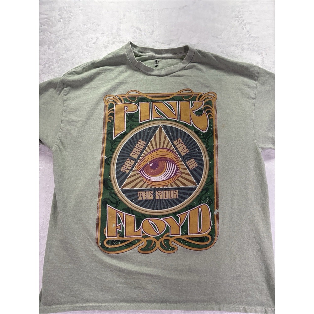 Pink Floyd  Adult's  Large Men's  Green Rock Band T-Shirt All Seeing Eye